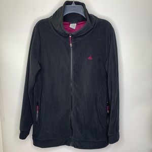 Adidas Fleece Zip Faded Black Pink Logo jacket